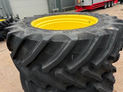 2x 710/60/42 Trelleborg 95% tyres fitted to John Deere 10 stud wheels
