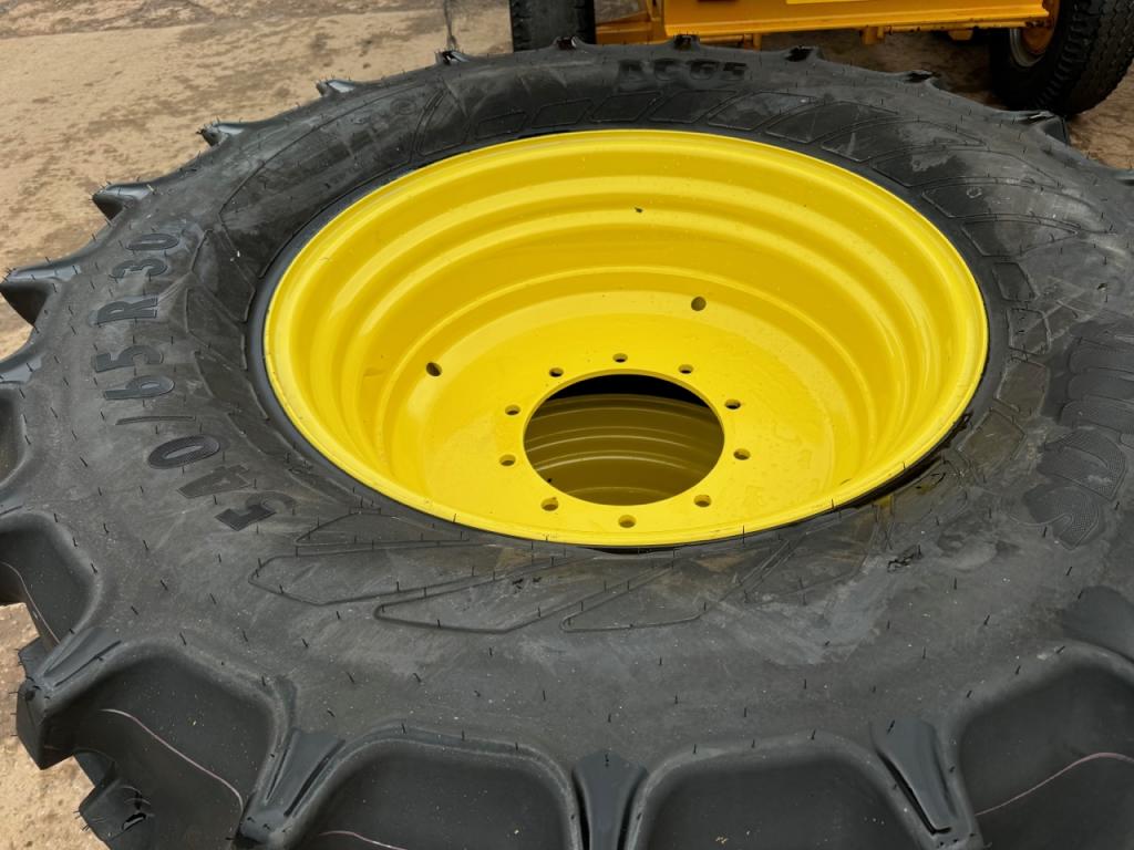 2x 540/65/30 Mitas tyres fitted to John Deere wheels, will fit JD 7530, 6155R, 6R 185, 6195