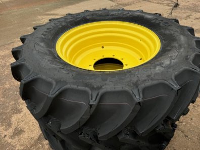 2x 540/65/30 Mitas tyres fitted to John Deere wheels, will fit JD 7530, 6155R, 6R 185, 6195