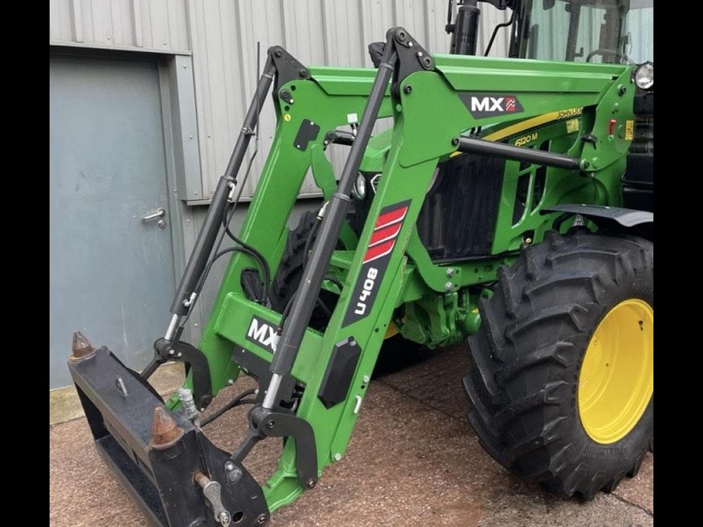 MX U408 loader boom, c/w brackets and valve to fit John Deere 6120M, flexpilot hydraulic joystick, multi docking, pin and cone carriage, third service, 3.75m height, 1,750kg lift, very little use