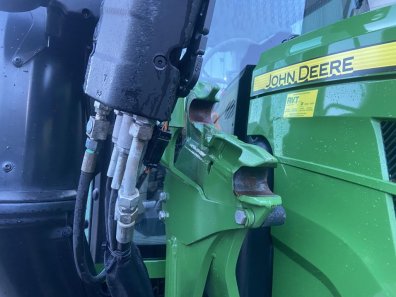 MX U408 loader boom, c/w brackets and valve to fit John Deere 6120M, flexpilot hydraulic joystick, multi docking, pin and cone carriage, third service, 3.75m height, 1,750kg lift, very little use
