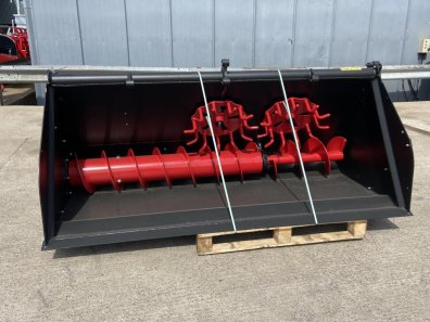 MX BD2002L feeder bucket, NEW, 8ft wide, bolt on pin and cone hooks, left hand discharge, 2x adgitators