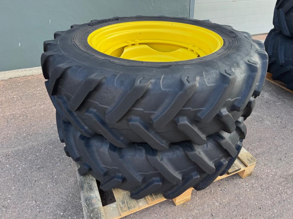 2x 16.9/38 + 2x 13.6/28 Michelin tyres fitted to John Deere wheels