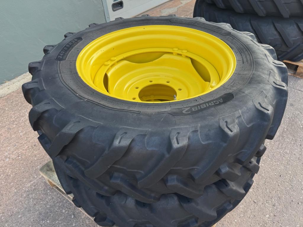 2x 16.9/38 + 2x 13.6/28 Michelin tyres fitted to John Deere wheels