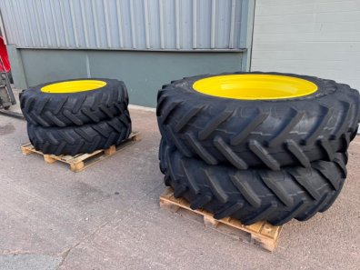 2x 16.9/38 + 2x 13.6/28 Michelin tyres fitted to John Deere wheels