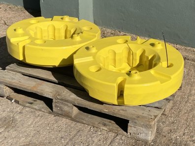 John Deere rear wheel weights, NEW, complete with 8 stud carriers