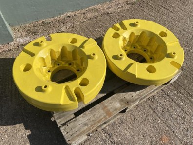 John Deere rear wheel weights, NEW, complete with 8 stud carriers