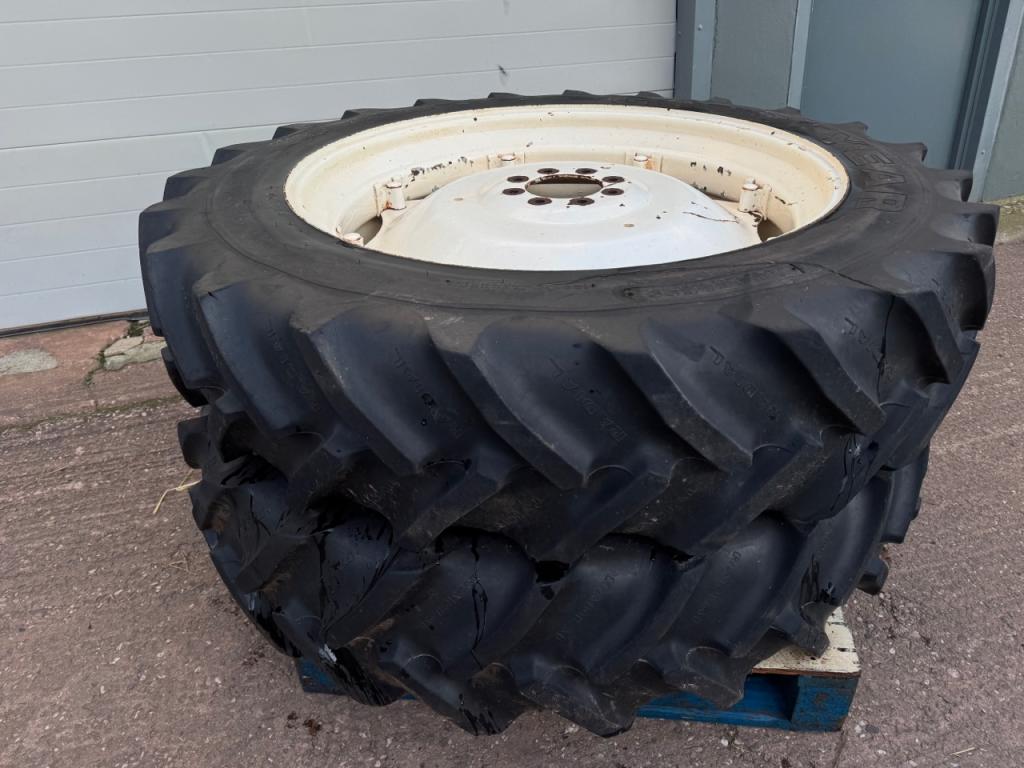 2x 13.6/38 Goodyear Super Traction Radial tyres fitted to New Holland wheels