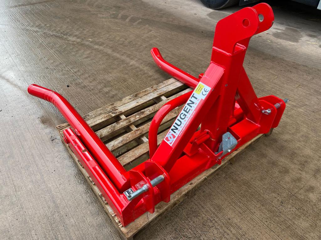 Nugent heavy duty bale handler, NEW, three point linkage, sprung loaded trip