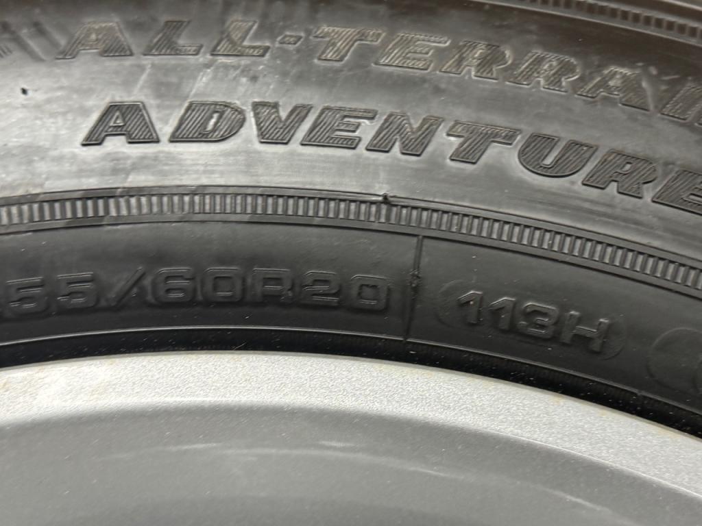 5x 255/60/20 Goodyear Wrangler Adventure All-Terraine tyres fitted to Land Rover Defender wheels, ncentre caps, delivery miles, as new