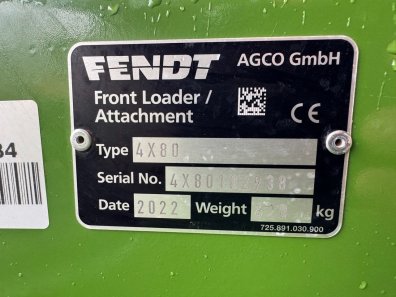 Fendt 4X80 Cargo loader, 2022, third service, Euro carriage with hydraulic locking, Multi docking, C/W Fendt 516 brackets and pipework, as new