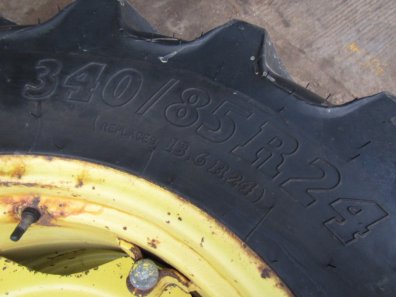 2x 13.6/24 BKT Agrimax 90% tyres, fitted to John Deere wheels