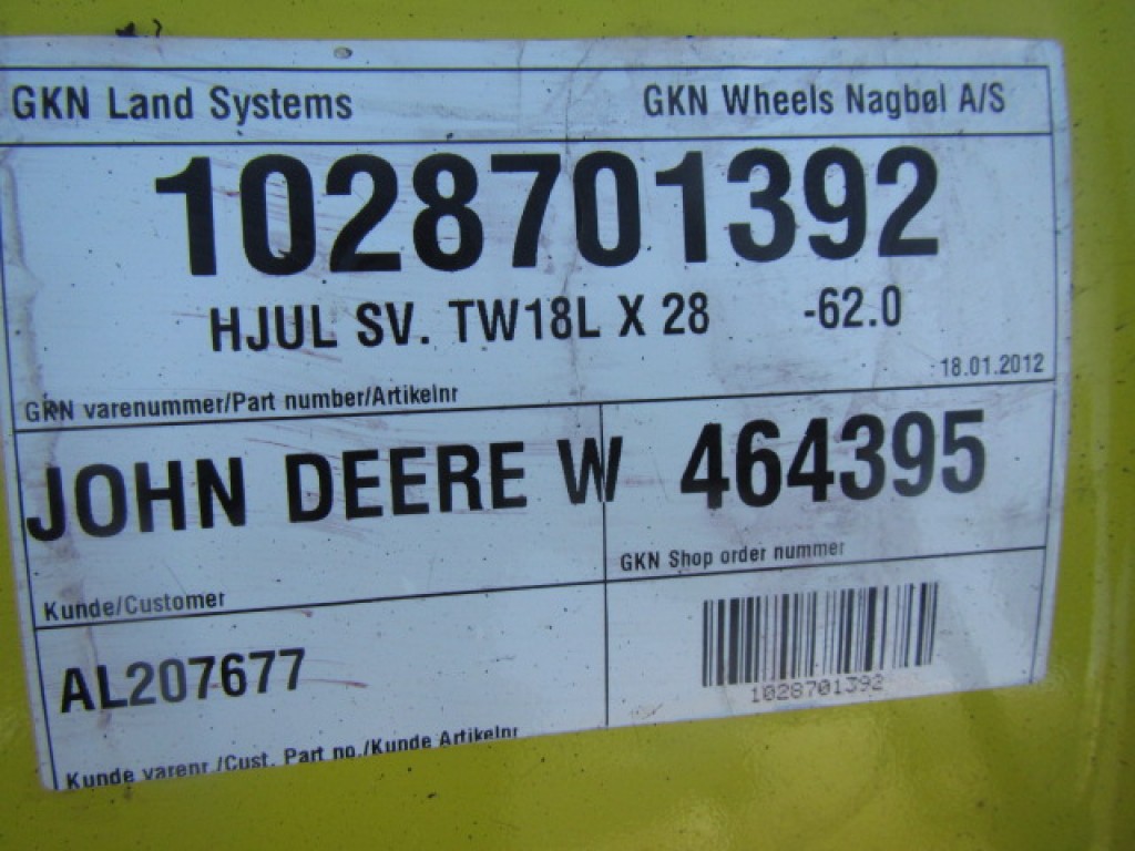 John Deere 20x38 rear + 18x28 front wheels, to fit JD 6210R