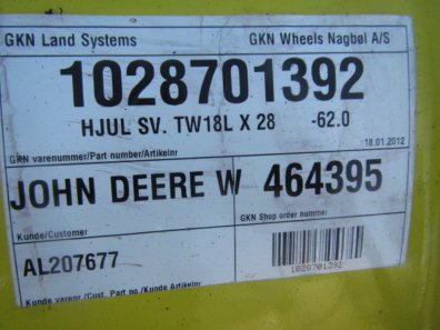 John Deere 20x38 rear + 18x28 front wheels, to fit JD 6210R
