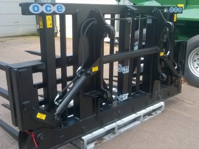 new OCE folding fork, 12ft wide, hydraulic folding, transport locking, hardox tines