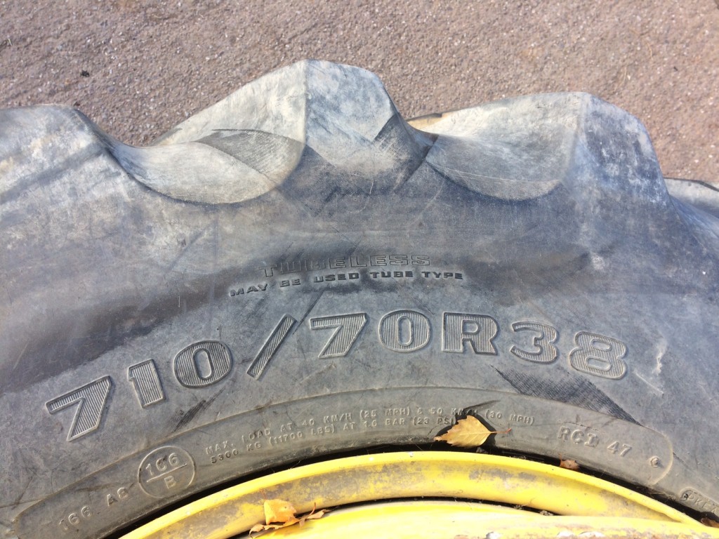 2x 710/70/38 Goodyear tyres fitted to dual wheel centres