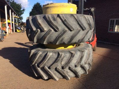 2x 710/70/38 Goodyear tyres fitted to dual wheel centres