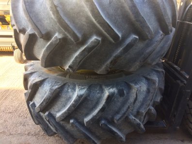 2x 710/70/38 Goodyear tyres fitted to dual wheel centres