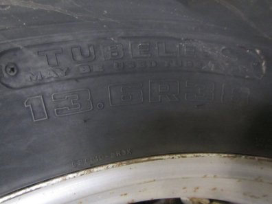 13.6/38 Goodyear Super Traction Radial tyres 75%, fitted to Massey Ferguson wheels