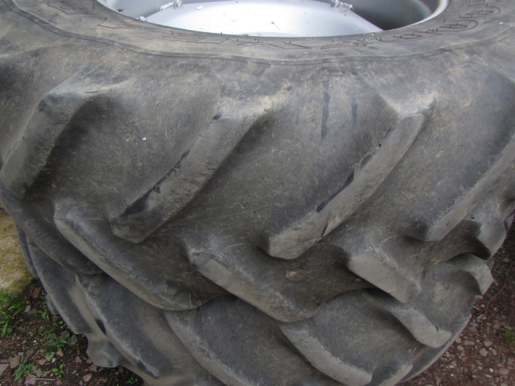 2x 20.8/38 Goodyear Super Traction Radial tyres, fitted to Case 1455 wheels