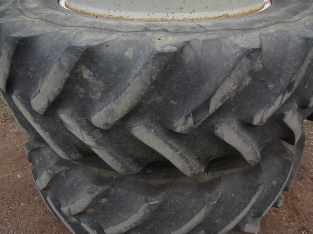 2x 18.4/38 Goodyear Super Traction Radial tyres, fitted to PAVT wheels, C/W dual wheel bands and clamps