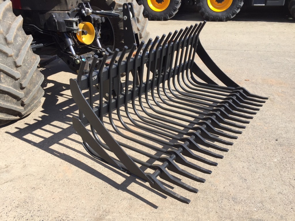 new Quicke front linkage mounted stone forks, 1.5 - 2.3 meters wide, designed to pick up, clean and carry stone