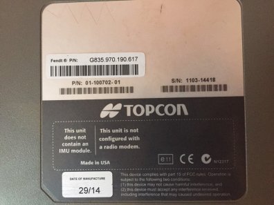 Topcon GPS receiver, removed from Fendt tractor