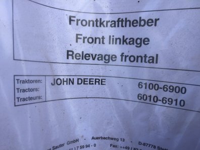 Sauter front linkage, to fit John Deere 6000 - 6010 6 cylinder 4wd tractor, 3.8 ton lifting capacity