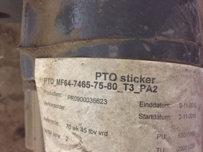 Zuidberg PTO and fitting kit, new, to fit Massey Ferguson black chassis Perkins engine tractor