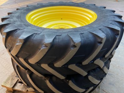 2x 18.4/38 Michelin tyres fitted to John Deere rims