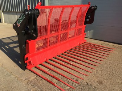 new Albutt B809PP push off buckrake, 9ft wide, 16 tines with 2 sets of side tines, complete with 3 point linkage mounted hooks