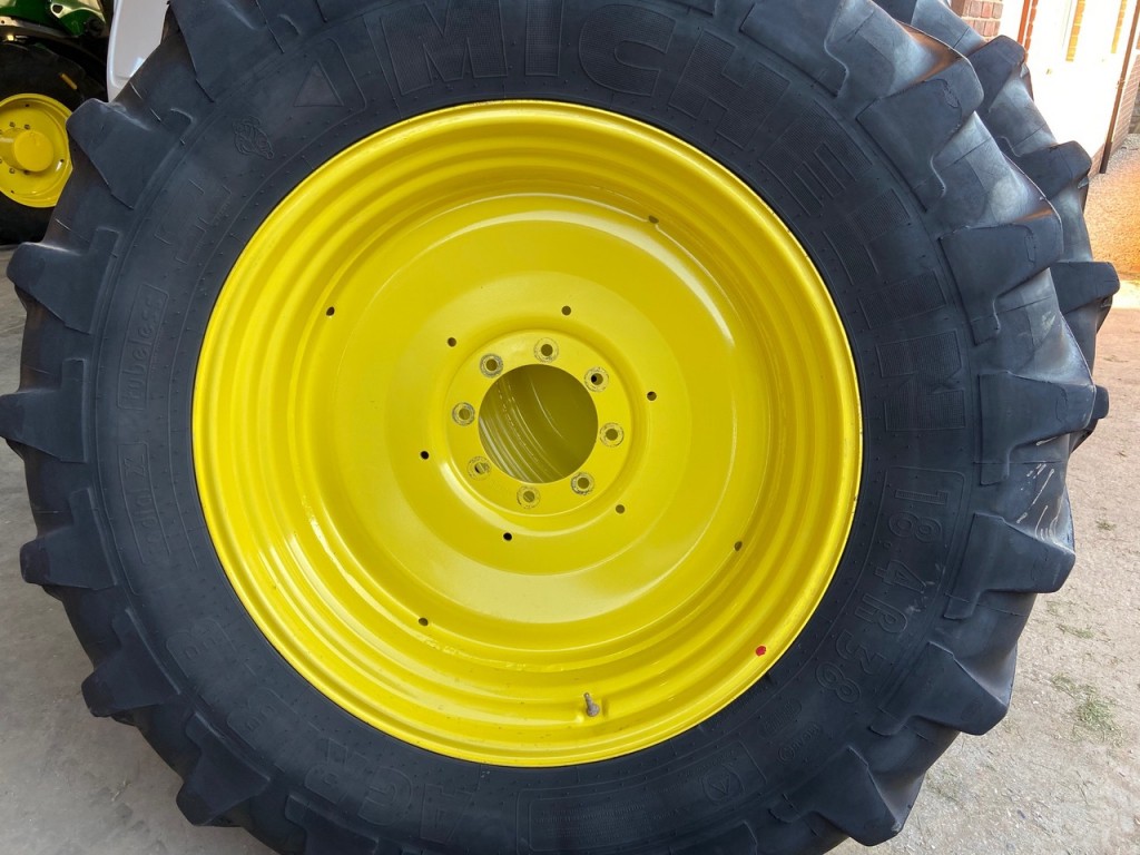 2x 18.4/38 Michelin tyres fitted to John Deere wheels