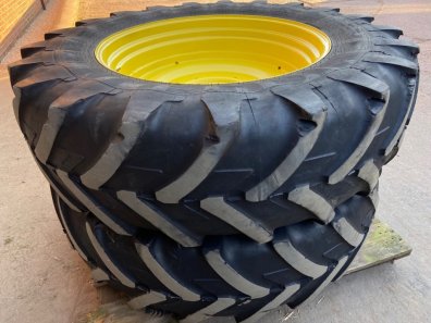 2x 18.4/38 Michelin tyres fitted to John Deere wheels