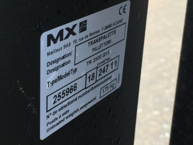 MX TR2500 pallet tines, new, 2500kg, Euro hooks