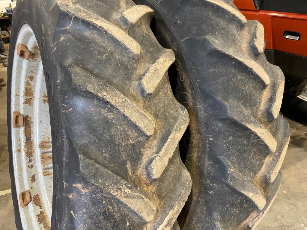 2x 13.6/38 Goodyear tyres 35% fitted to MF wheels