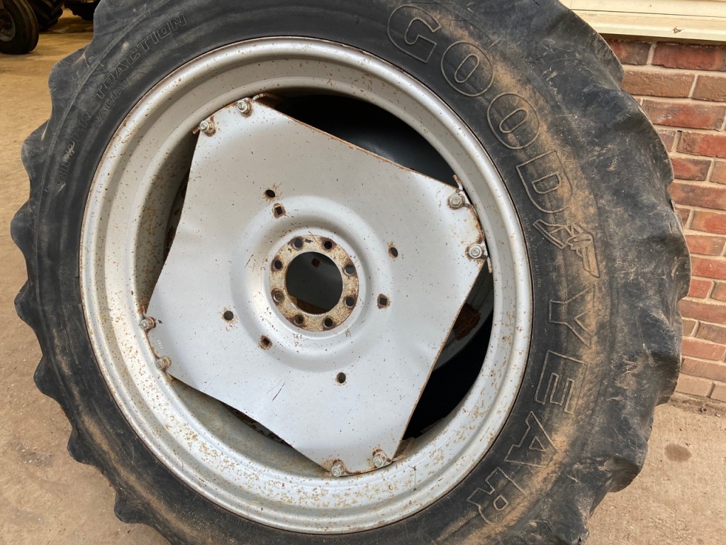 2x 13.6/38 Goodyear tyres 35% fitted to MF wheels