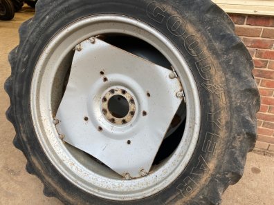 2x 13.6/38 Goodyear tyres 35% fitted to MF wheels