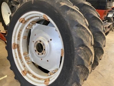 2x 13.6/38 Goodyear tyres 35% fitted to MF wheels