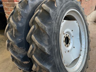 2x 13.6/38 Goodyear tyres 35% fitted to MF wheels