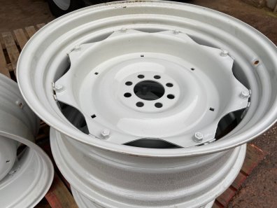 3x Ford 14/34 rear wheels, recently shot blasted and power coated in Ford Tractor Grey, all in very good condition
