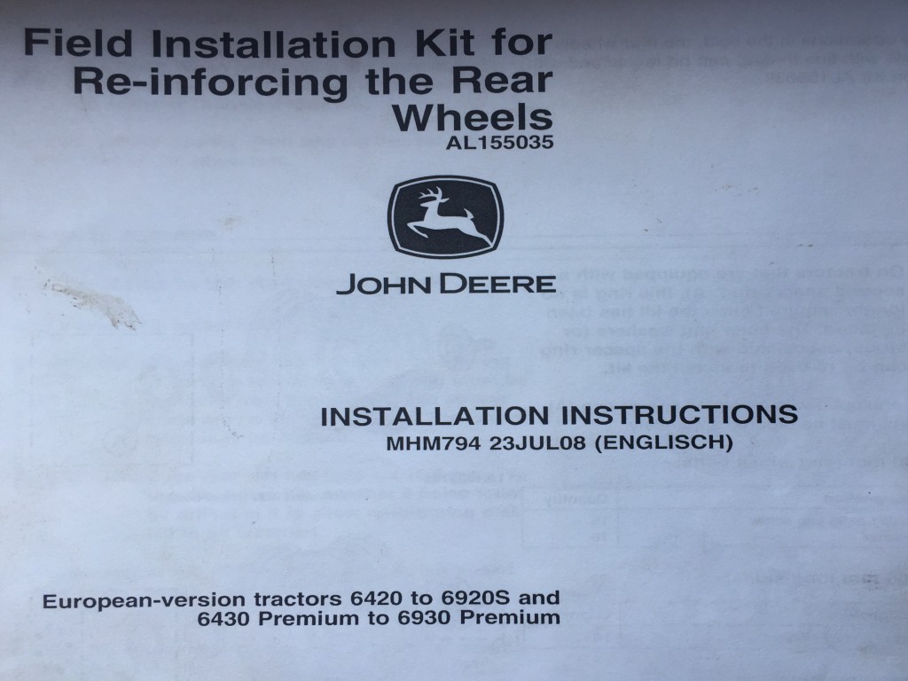 John Deere re-inforcing rear wheel plates, to suit 6420-6930 tractors, part number AL155035