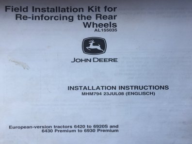 John Deere re-inforcing rear wheel plates, to suit 6420-6930 tractors, part number AL155035