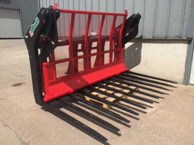 Albutt B809PPHX push off buckrake, new, 9ft wide, 11x hardox tines + 4x KV side tines, three point linkage brackets