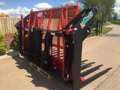 Albutt B809PPHX push off buckrake, new, 9ft wide, 11x hardox tines + 4x KV side tines, three point linkage brackets