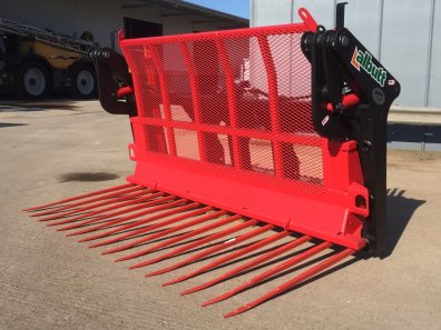 Albutt B809PP push off buckrake, new, 9ft wide, 16 + 4 kv tines, three point linkage brackets