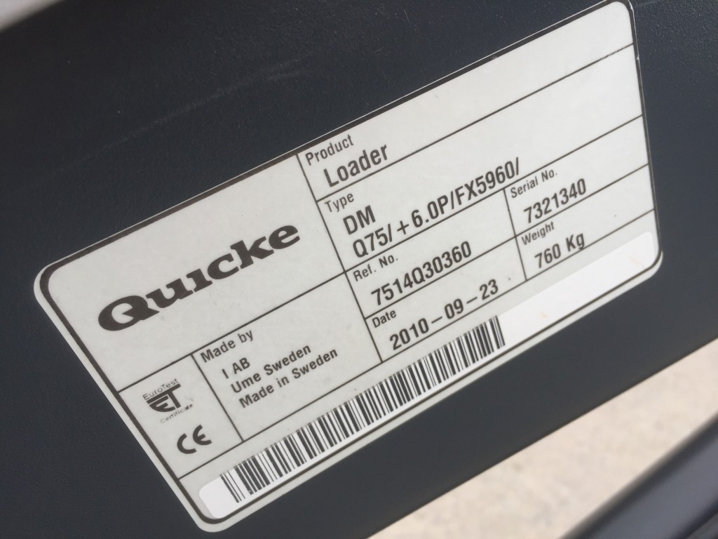 Quicke Q75 loader boom, 2010, Euro + No 3 combi carriage, MC4 multicoupler, soft ride, third service