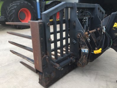 JCB folding fork, used, 14ft wide, hydraulic folding, Volvo hooks