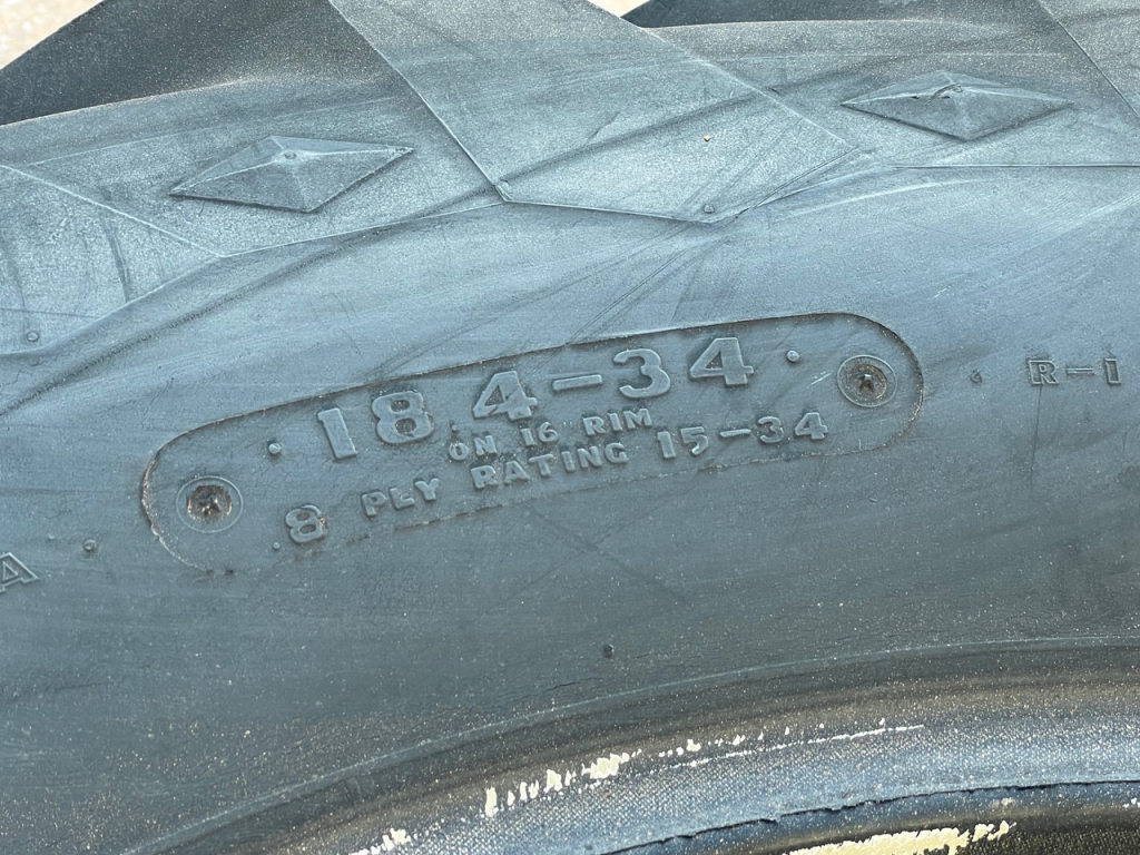 2x Goodyear Sure Grip 18.4/34 tyres with tubes, 80%