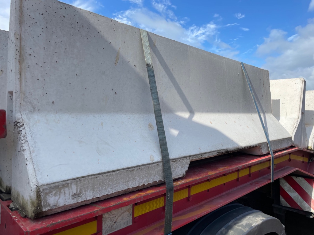 Concrete barriers, 8ft long, 3ft high and 2ft wide