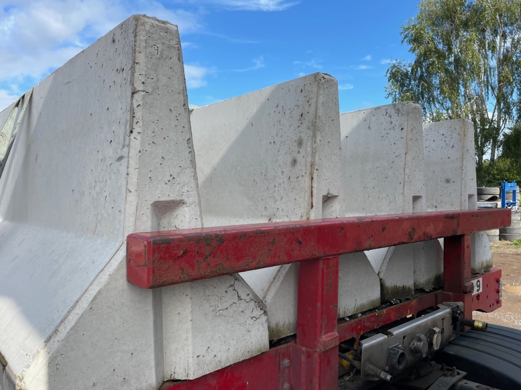 Concrete barriers, 8ft long, 3ft high and 2ft wide